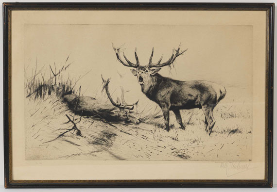Wilhelm Kuhnert - Besiegt (Rothirsche) - Frame image