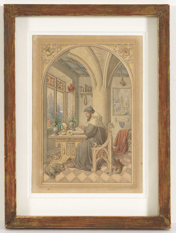 Karl Ballenberger - Der Hl. Albertus Magnus in seinem Studierzimmer - Frame image