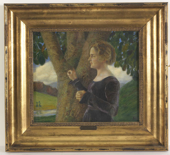 Rudolf Riemerschmid - Junge Frau in violettem Samtkleid - Frame image