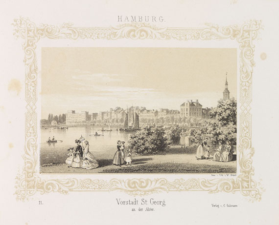 Wilhelm Heuer - Miniatur-Album von Hamburg. Um 1865. - 