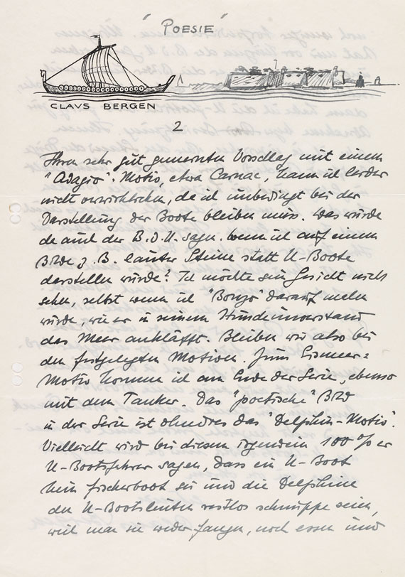 Claus Bergen - 3 eigh. Briefe. 1933-42. - 