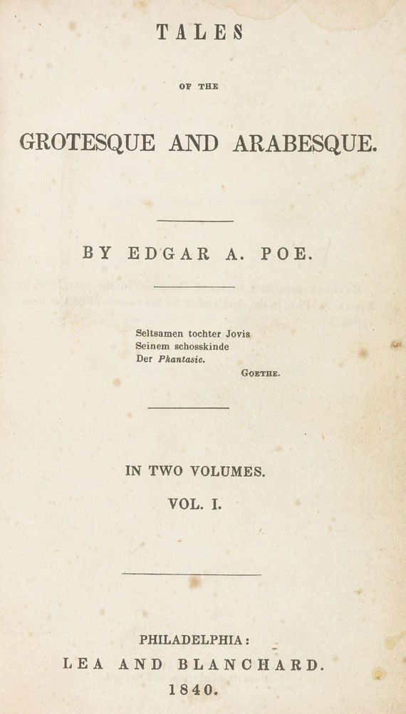 Edgar Allen Poe - Tales of the grotesque and arabesque. 1840. - 