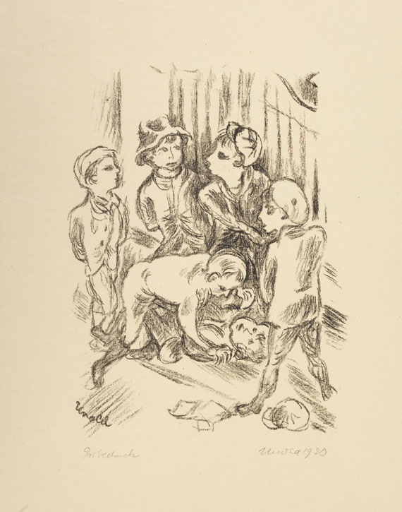 Alfred Kubin - 3 Mappen: ca. 500 Zeichnungen und Druckgrafiken div. Künstler. Tlw. gewidmet an Kubin. Ca. 1910-60. - 