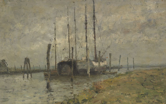 Rudolf Höckner - Segelboot im Hafen von Schulau