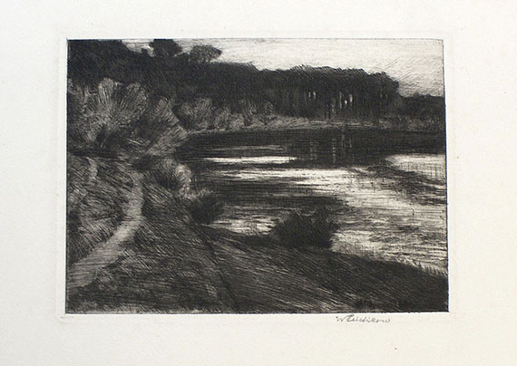 Max Klinger - 1 Bl. Chaussee. Um 1883. - Dabei: W. Leistikow, 1 Bl. Landschaft. - 