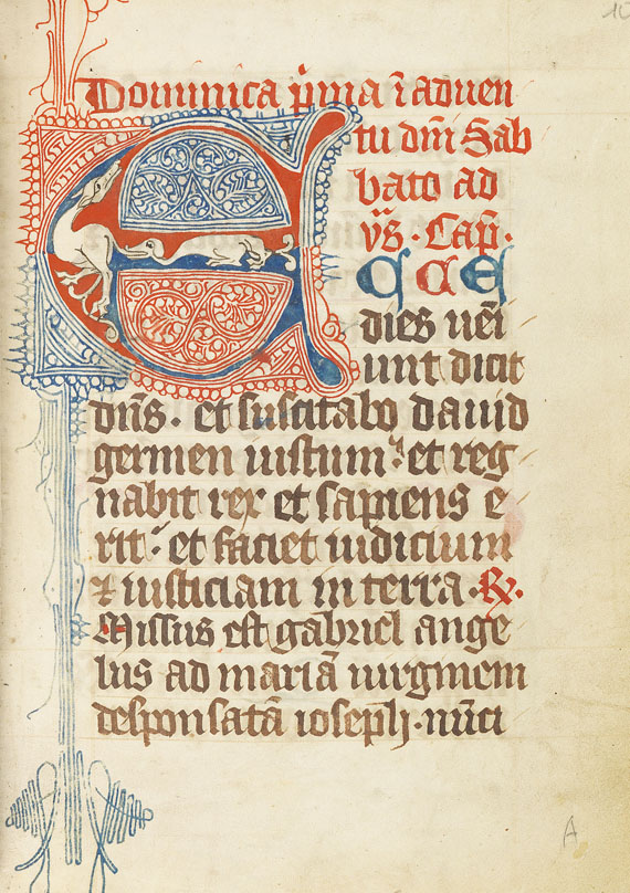   - Pergamenthandschrift um 1370, nach dem Kalendarium. - 