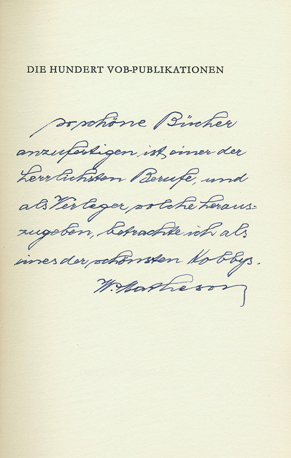 William Matheson - Die hundert VOB-Publicationen. 1965 - 