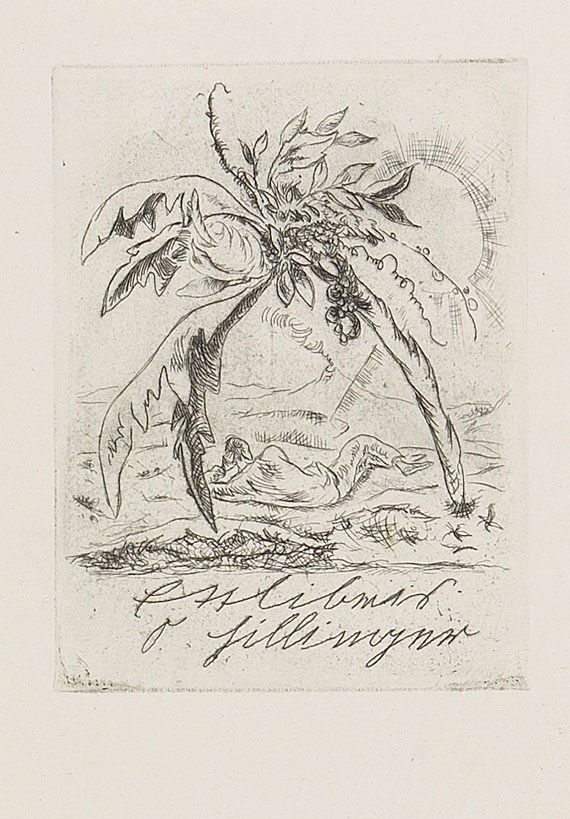 Willi Geiger - 96 mont. Exlibris u. 9 Druckplatten. 1904ff. - 