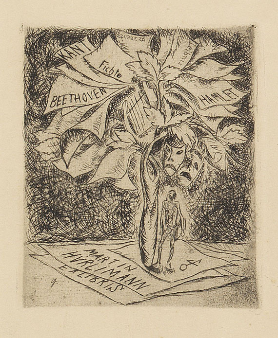 Willi Geiger - 96 mont. Exlibris u. 9 Druckplatten. 1904ff. - 