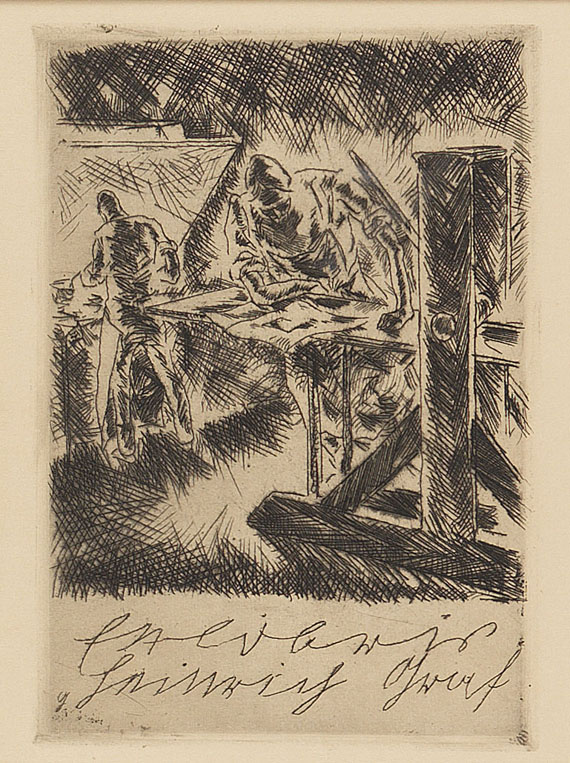 Willi Geiger - 96 mont. Exlibris u. 9 Druckplatten. 1904ff. - 
