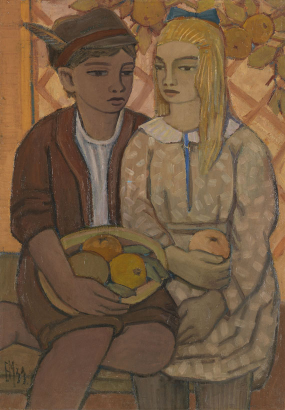 Emil Maetzel - Zwei Kinder mit Früchten
