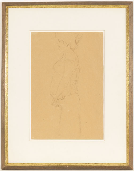 Gustav Klimt - Schwangere im Profil nach links, Studie zu "Hoffnung I" - Frame image