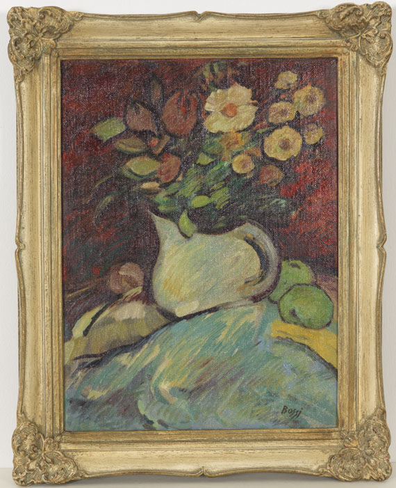 Erma Bossi - Stillleben mit Blumenvase und Äpfeln - Frame image