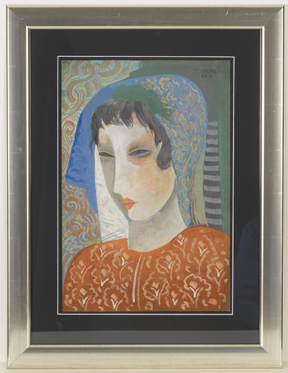 Béla Kádár - Mädchen mit geneigtem Blick (Frauenkopf) - Frame image