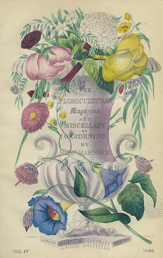 Marnock, Robert - Floricultural Magazine. 1838-39. - Dabei: Flora Medica. - Grundriss Kräuterkunde.  - 3 weit. Werke