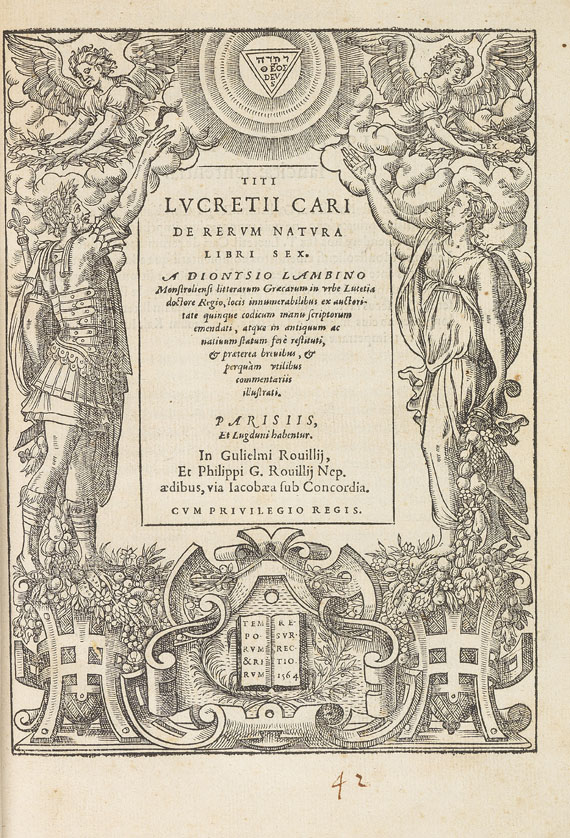 Titus Lucretius Carus - De rerum natura libri sex. 1564.