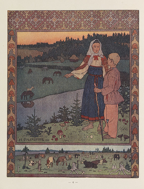 Iwan Jakowlewitsch Bilibin - Sestricka Aljonuska a Bratricek Ivanuska. Um 1905. - 