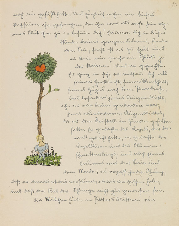 Hermann Hesse - Piktors Verwandlungen. Orig.-Manuskript mit Aquarellen. 1934. Dabei: Brief an Schadow. - 