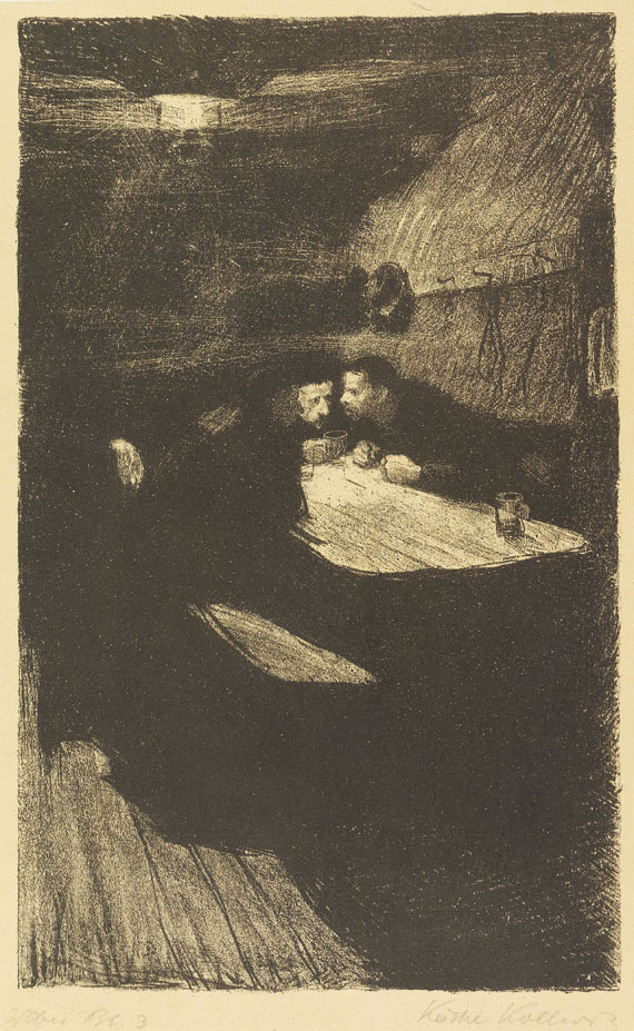 Käthe Kollwitz - 3 Radierungen u. 3 Lithografien (Die Weber). 1906-1918. - 