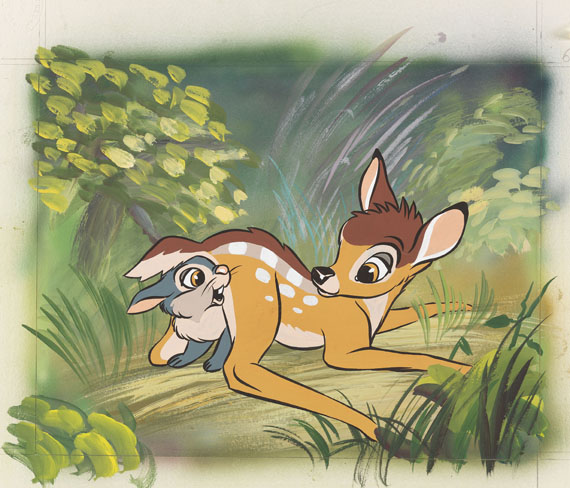  Walt Disney Studios - Gouache-Entwürfe zu "Bambi" für Tobler Chocolat. 32 Abb. von 41. + 2 Beigaben. 1950 - 