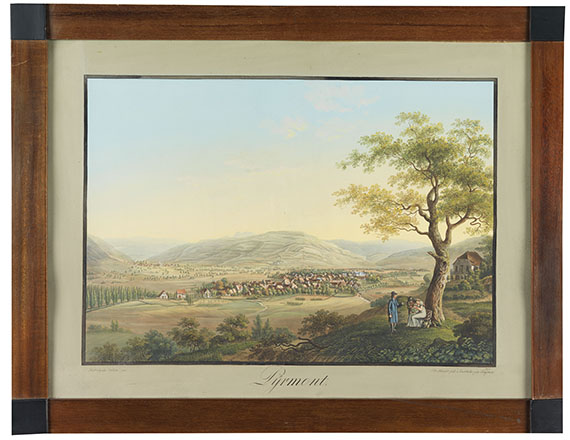 Johann Heinrich Bleuler - 2 Bll.: Ansichten von Bad Pyrmont (J. H. Bleuler). 1812. - 