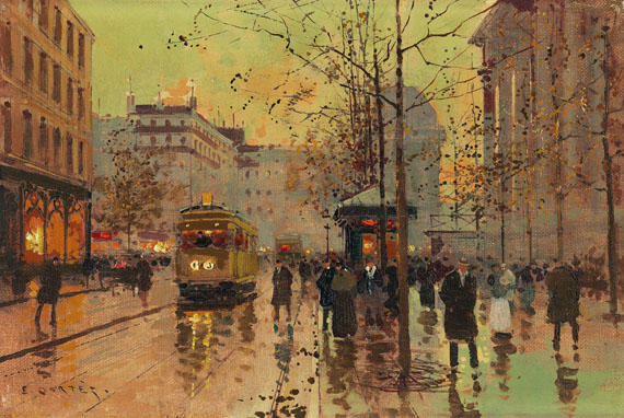 Edouard Léon Cortès - Paris - Place de la Madeleine nach einem Regenschauer