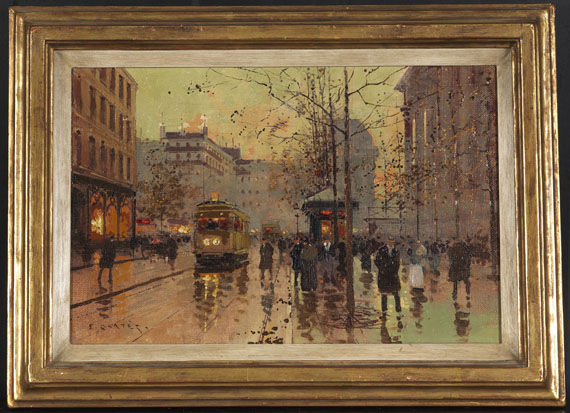 Edouard Léon Cortès - Paris - Place de la Madeleine nach einem Regenschauer - Frame image
