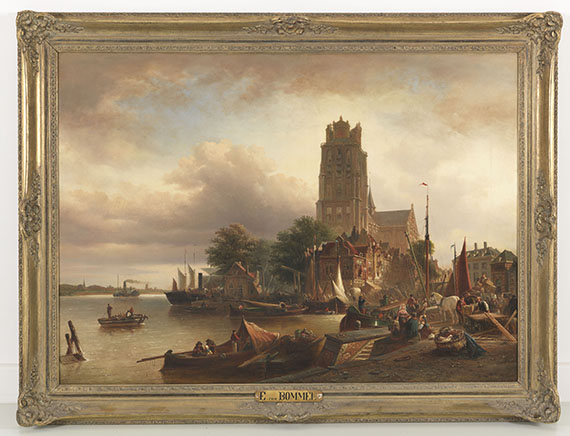 Elias van Bommel - Ansicht von Dordrecht mit der Grote Kerk - Frame image