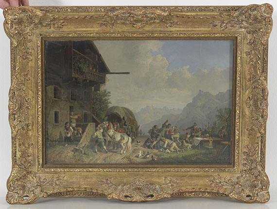 Heinrich Bürkel - Rauferei vor einem Wirtshaus - Frame image