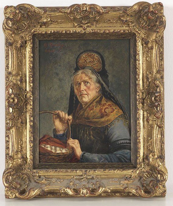 Georg Rössler - Bäuerin in Festtagstracht mit Korb - Frame image