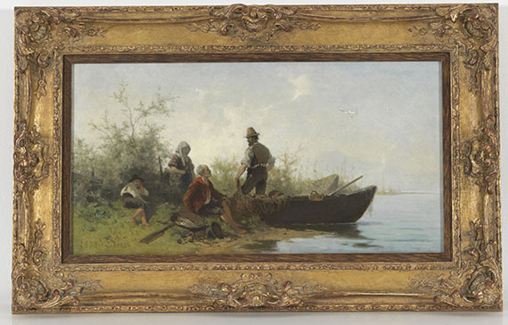 Julius Noerr - Chiemseefischer bei der Rast - Frame image