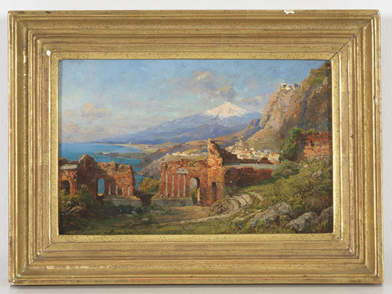 Carl Wuttke - Blick vom antiken Theater in Taormina auf den Ätna - Frame image