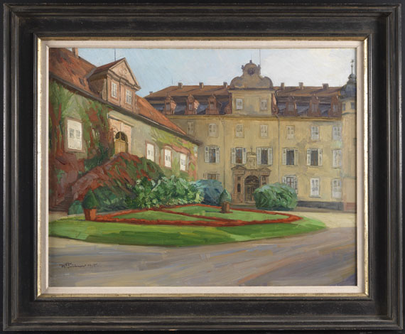 Wilhelm Trübner - Schloßhof in Baden-Baden im September - Frame image