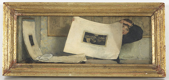 Alma-Tadema - Kind eine Graphik vorzeigend