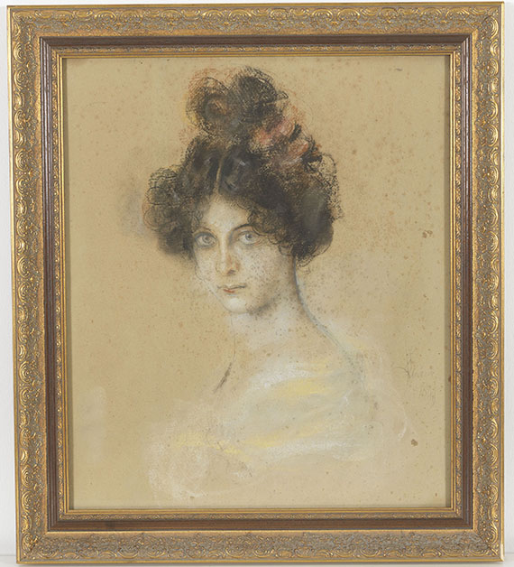 Franz von Lenbach - Porträt der australischen Cancan-Tänzerin Saharet (Clarissa Rose Campell 1879-1942) - Frame image