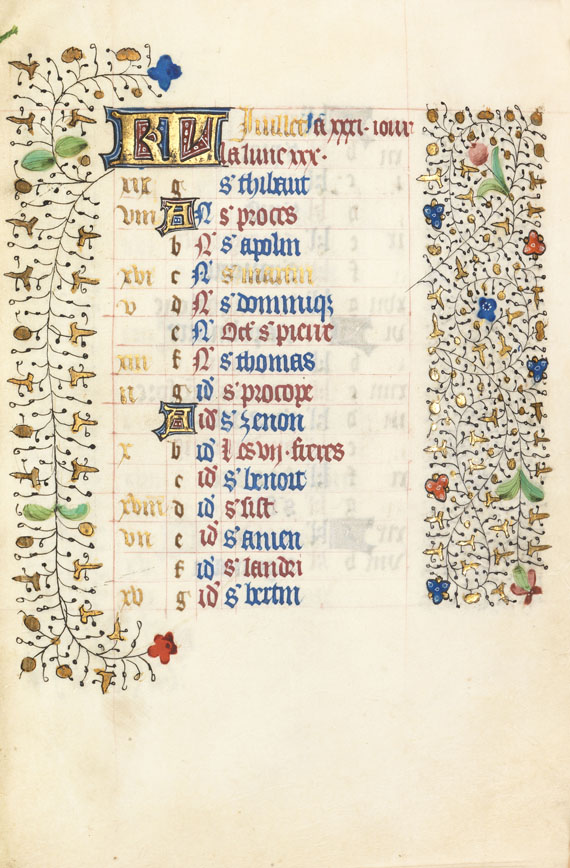  Manuskript - Stundenbuch. Paris um 1450. Manuskript auf Pergament. - 