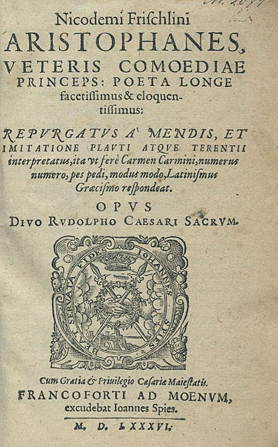 Aristophanes - Veteris Comoediae ... ed. N. Frischlin.