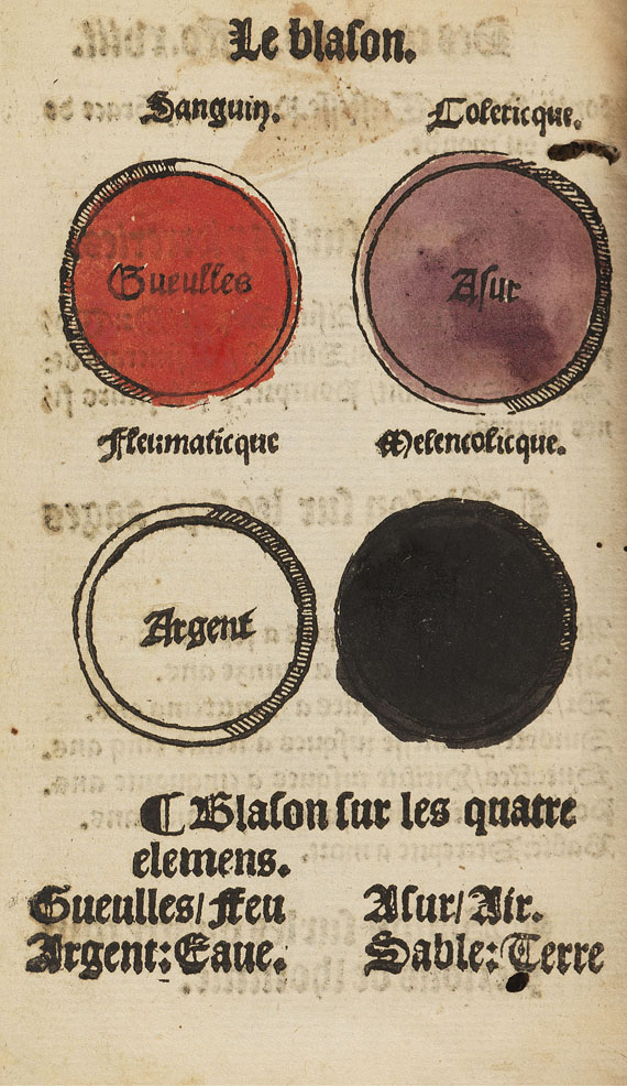  Heraldik - Courtois, Jean (gen. Sicile le Herault), Le blason des couleurs en armes. - 