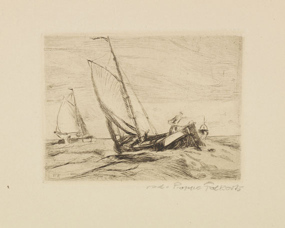Poppe Folkerts - 3 Bll. Segelboote und Dampfer - 