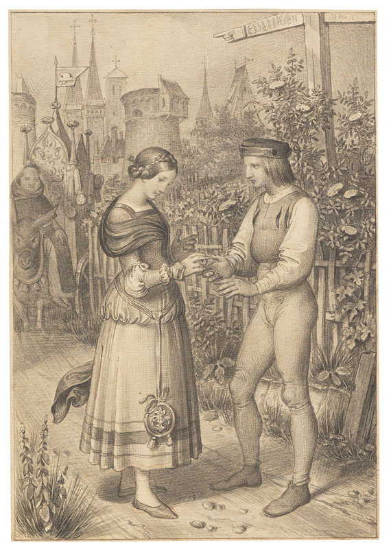 Moritz von Schwind - 14 Original-Zeichnungen für "Vergißmeinnicht" - 