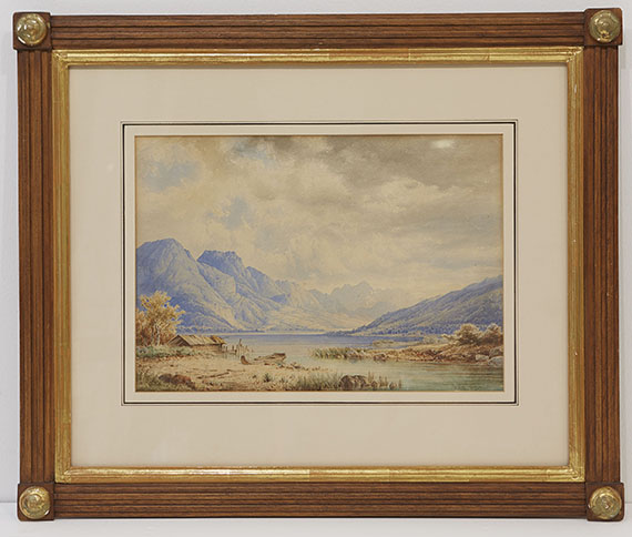 Anton Doll - Bergsee mit Bootshaus - Frame image