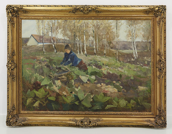 Karl Hagemeister - Bäuerin im Rübenfeld - Frame image