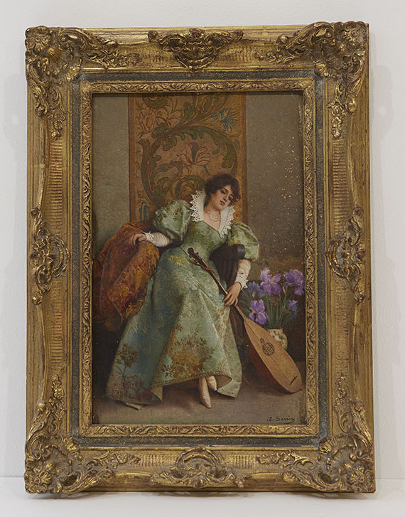 Alfonso Savini - Junge Dame mit Laute - Frame image