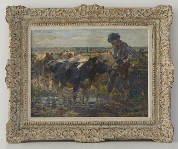 Heinrich von Zügel - Hirte mit Jungrindern - Frame image