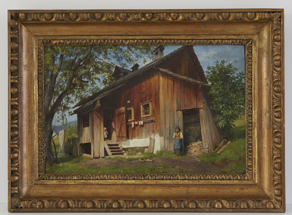 Eduard Schleich d. Ä. - Bauernhaus bei St. Alban am Ammersee - Frame image