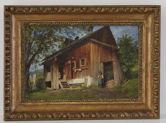 Eduard Schleich d. Ä. - Bauernhaus bei St. Alban am Ammersee - Frame image