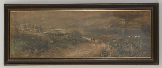 Eduard Schleich d. Ä. - Seeufer im Hochgebirge - Frame image