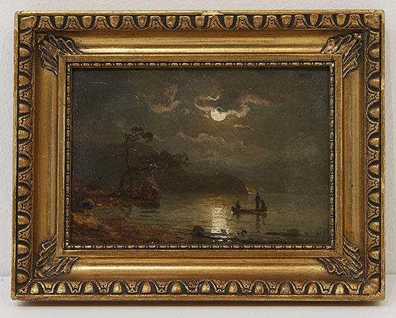  Deutschland - See im Mondschein mit drei Personen im Boot - Frame image