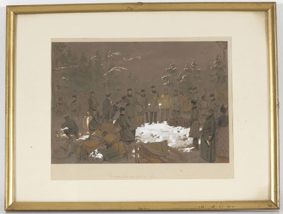 Mihály von Zichy - Mittagsrast der Bärenjäger (Déjeuner en plein air) - Frame image