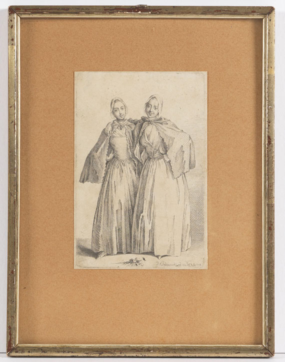 Daniel Chodowiecki - Die beiden stehenden Damen (Demoiselles Quantin) - Frame image